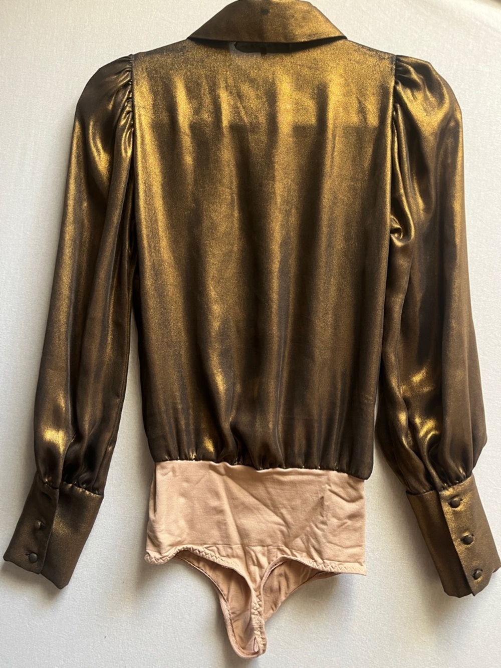 FRAME Metallic Gold Custom Altered Bodysuit Top Small Flawed - Picture 2 of 10